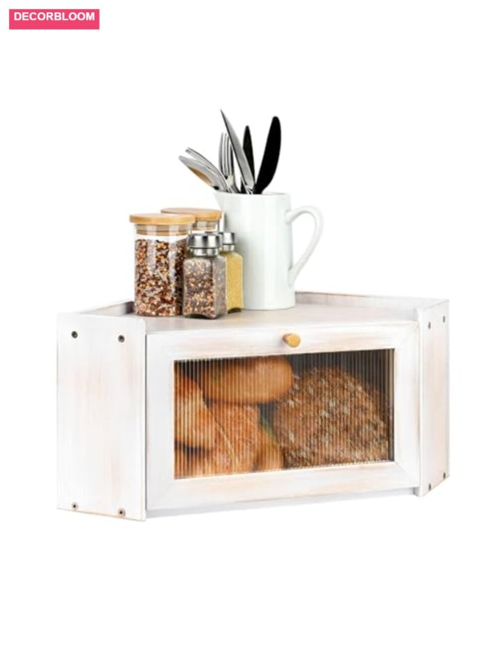 Bamboo Bread Box with Acrylic Window Large Capacity Kitchen Countertop Storage